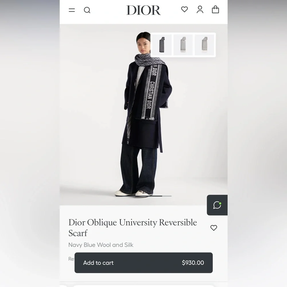 Dior Navy and White Wool Scarf